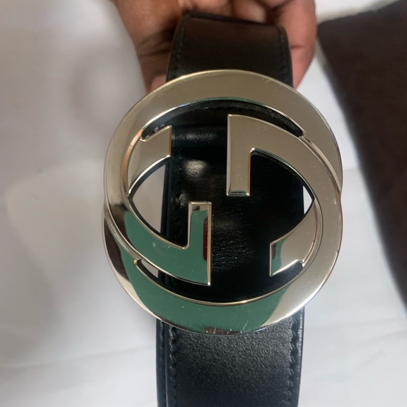Gucci Authentic Men’s Black Leather Belt with Interlocking G - Picture 6 of 8